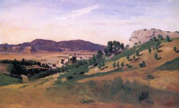 Jean-Baptiste-Camille Corot : Olevano, the Town and the Rocks